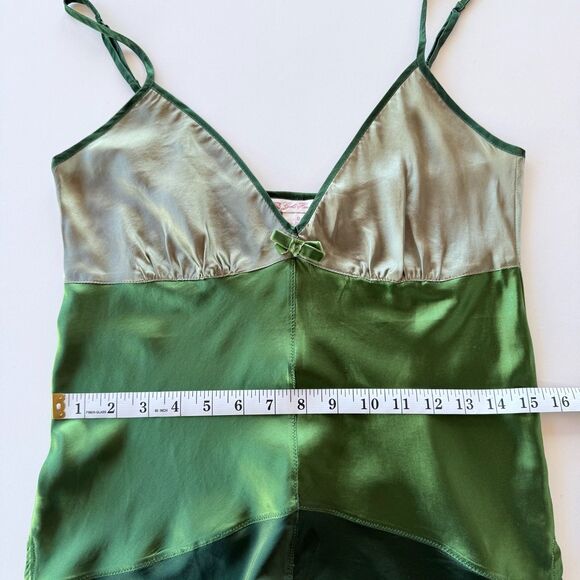 NWT Gold Hawk 100% Silk Colorblock Velvet Bow Camisole in Garden Green Sz Small - Picture 9 of 9
